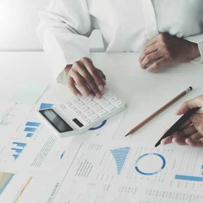 Two executive discussing company growth project success financial statistics, Partner meeting professional investor working start up project for both company with document, laptop and digital tablet..
